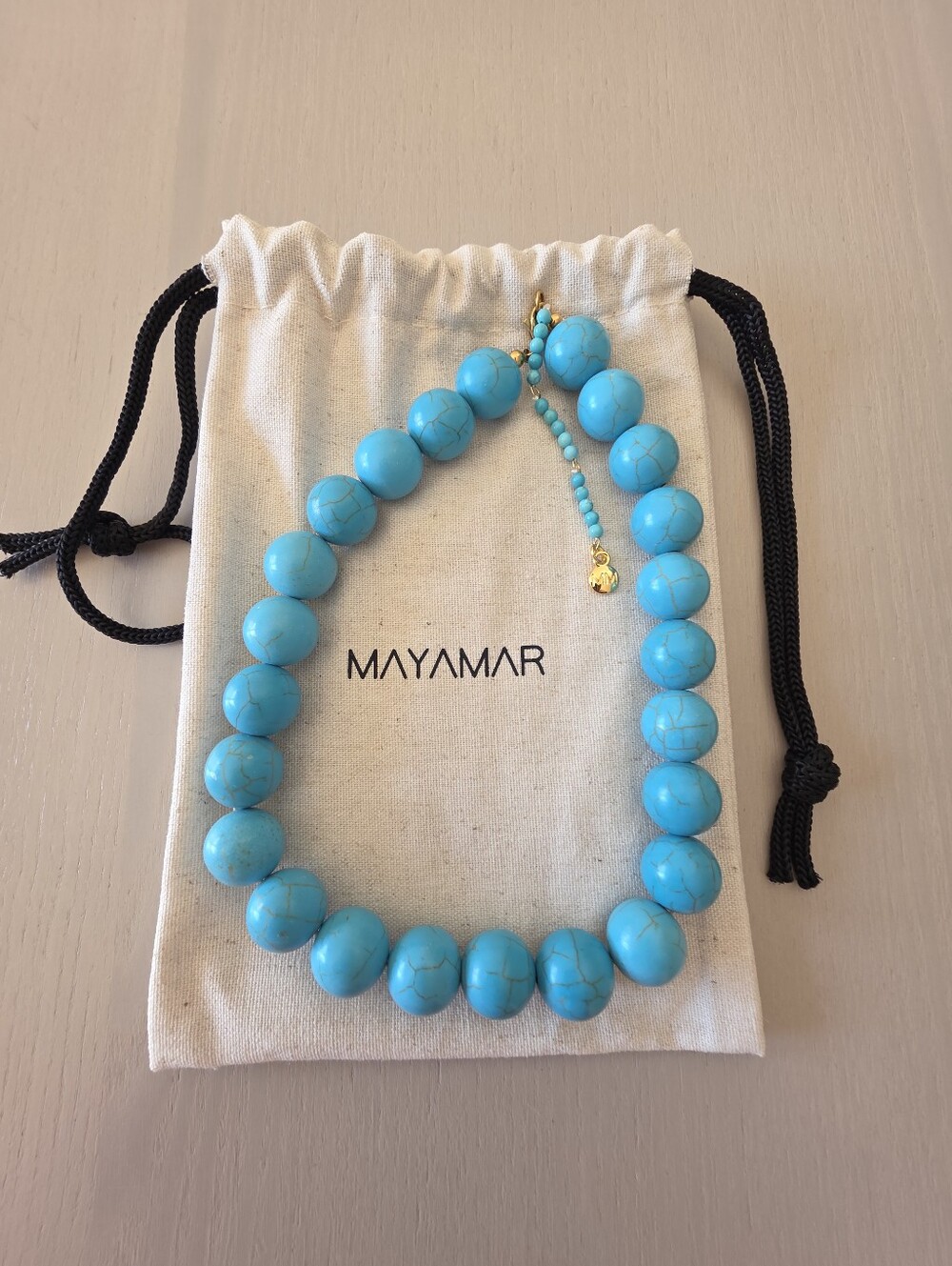 Mayamar Turquoise Round Bead Necklace (Model MM-01734) 16 Inc $120 - Picture 7 of 8